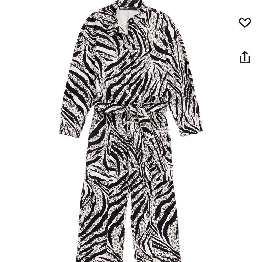 Bimba y Lola Black and White Zebra Print Jumpsuit